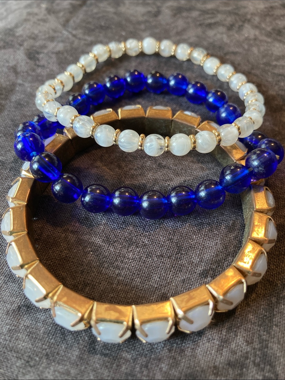 Gorgeous Bracelet Trio in Cobalt Blue & White